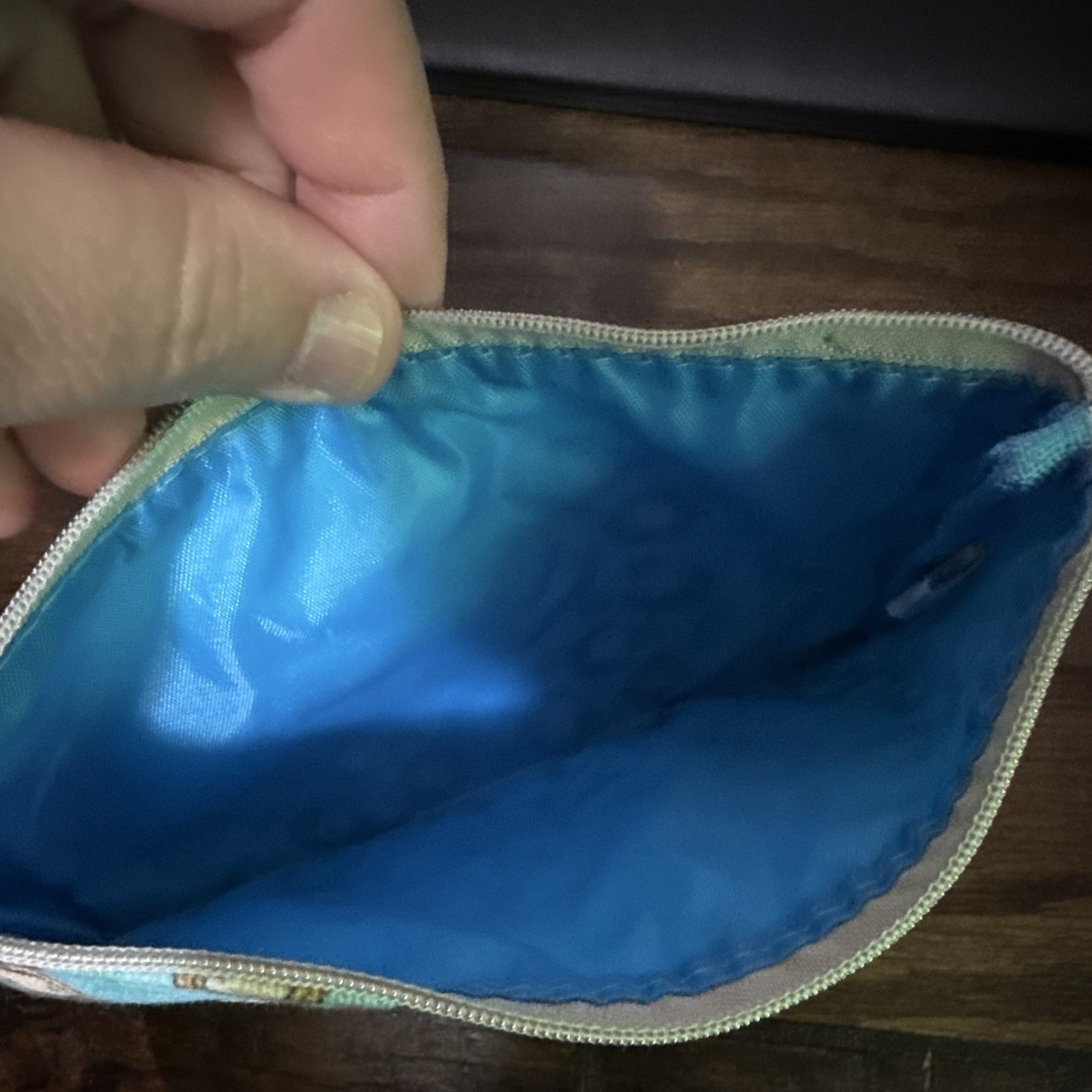 Friends TV Show Blue Fabric Lined Makeup Bag Zipper Pouch 6x5in