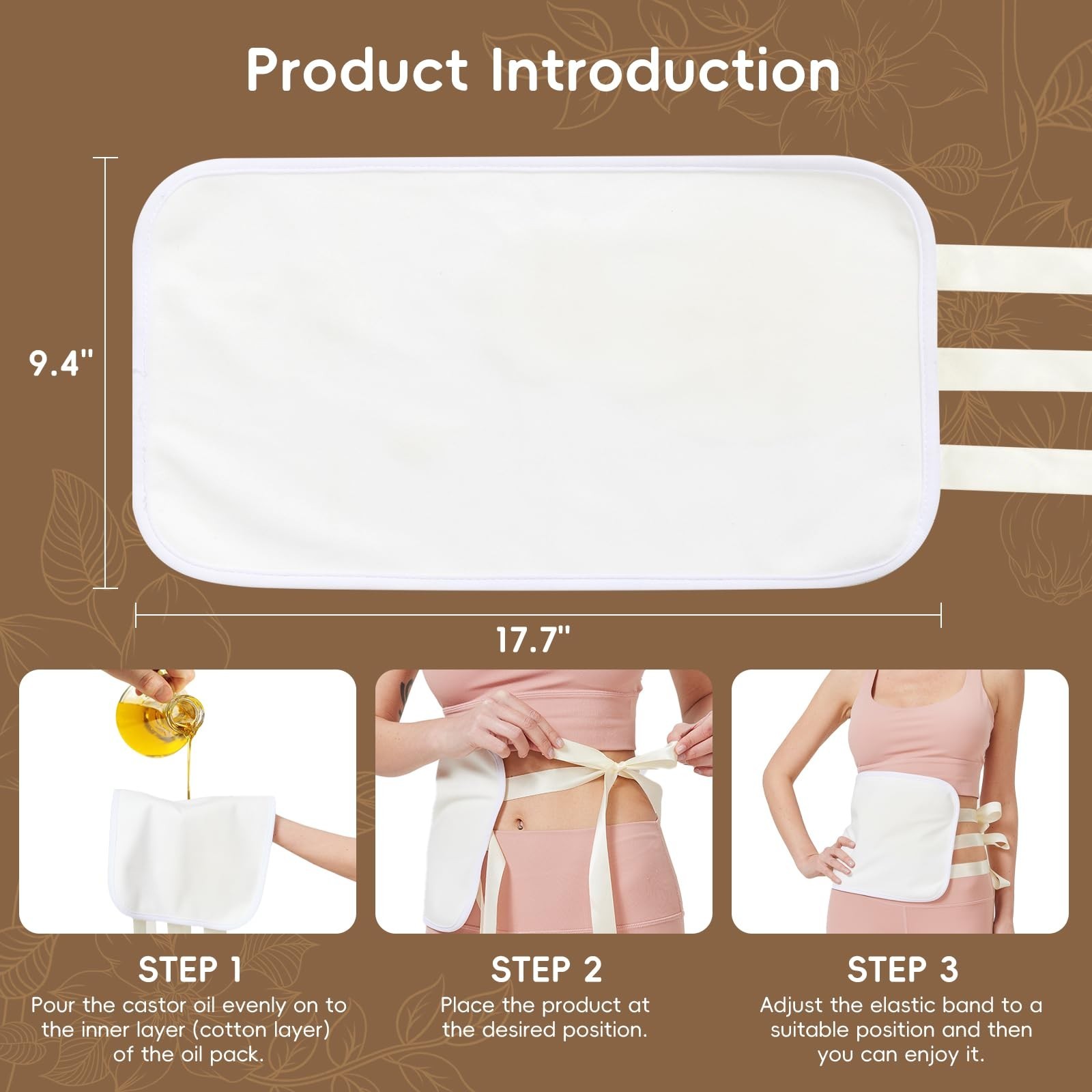 Reusable Castor Oil Pack Wrap Adjustable Leak Proof Detox Stomach Belt, New, USA