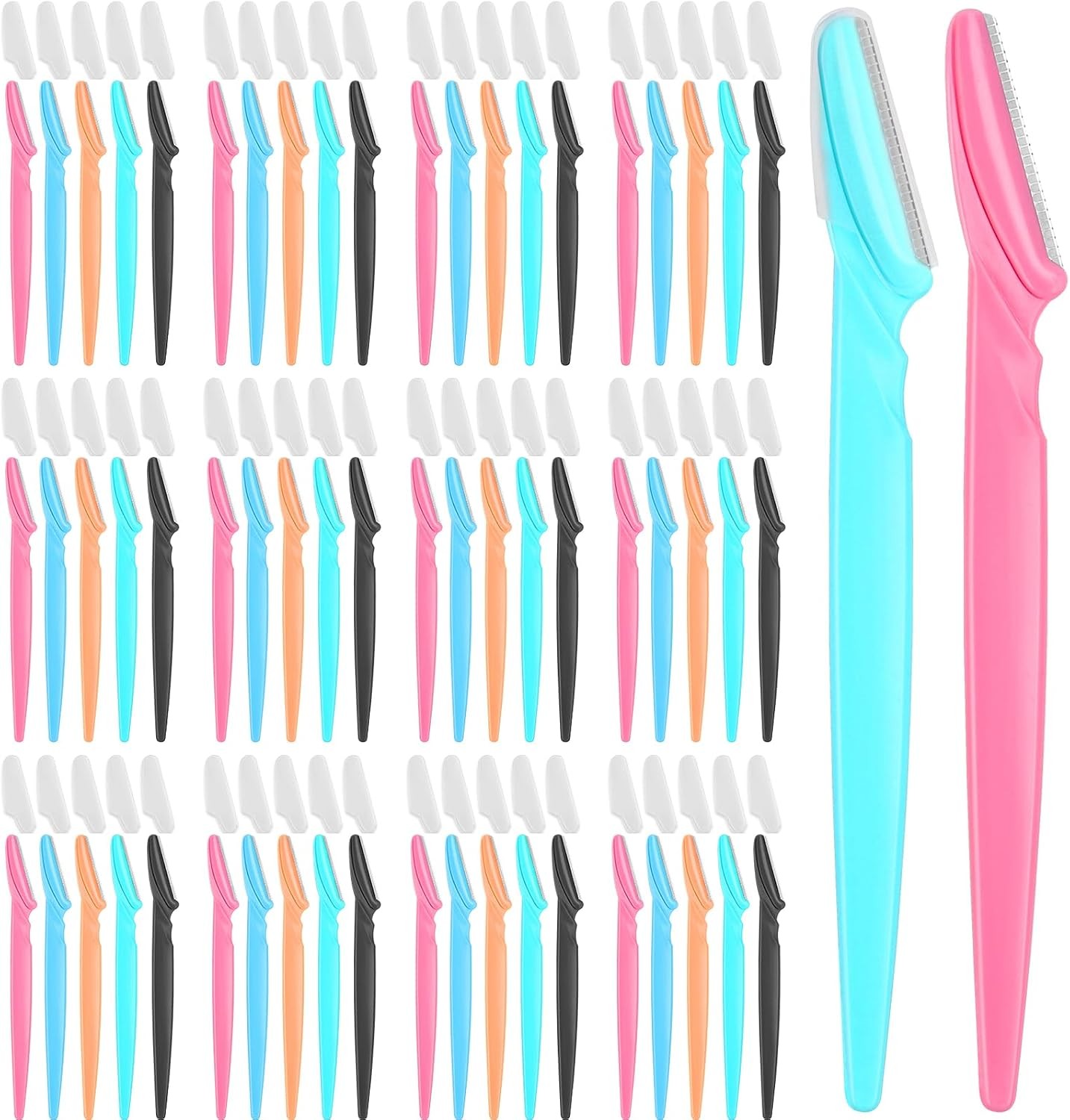 100 Pcs Eyebrow and Face Razors for Women and Men, Multi-Color Facial Shavers