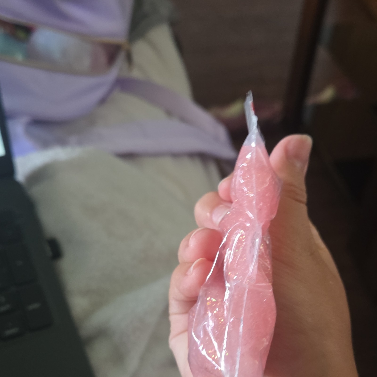Pink Glitter Exercise Slime Stress Reliever in Zip Bag 4×3 in 0.2 lb