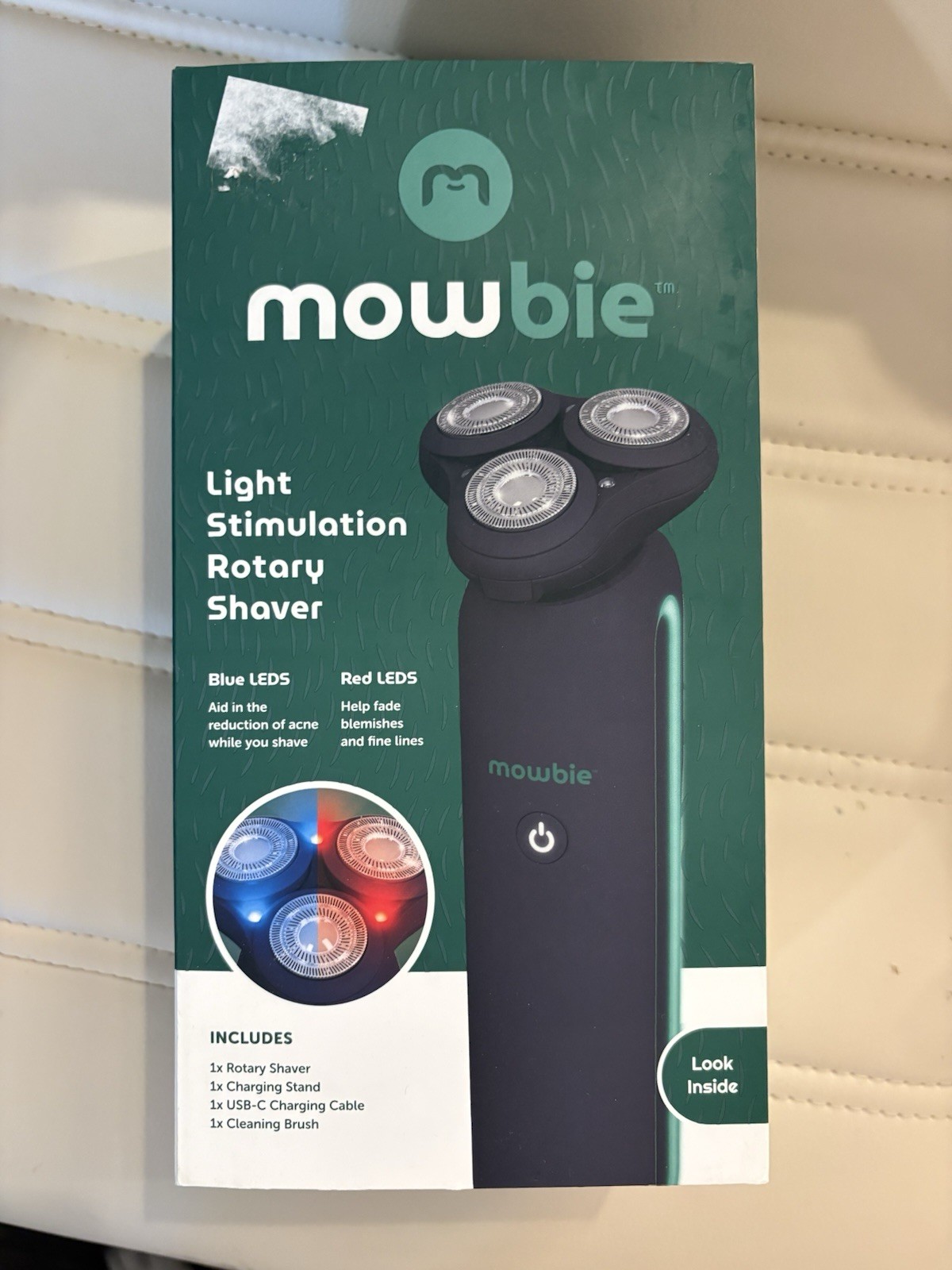 MOWBIE Light Stimulation Rotary Shaver with Red & Blue LEDSs, Model 5003 (NEW)