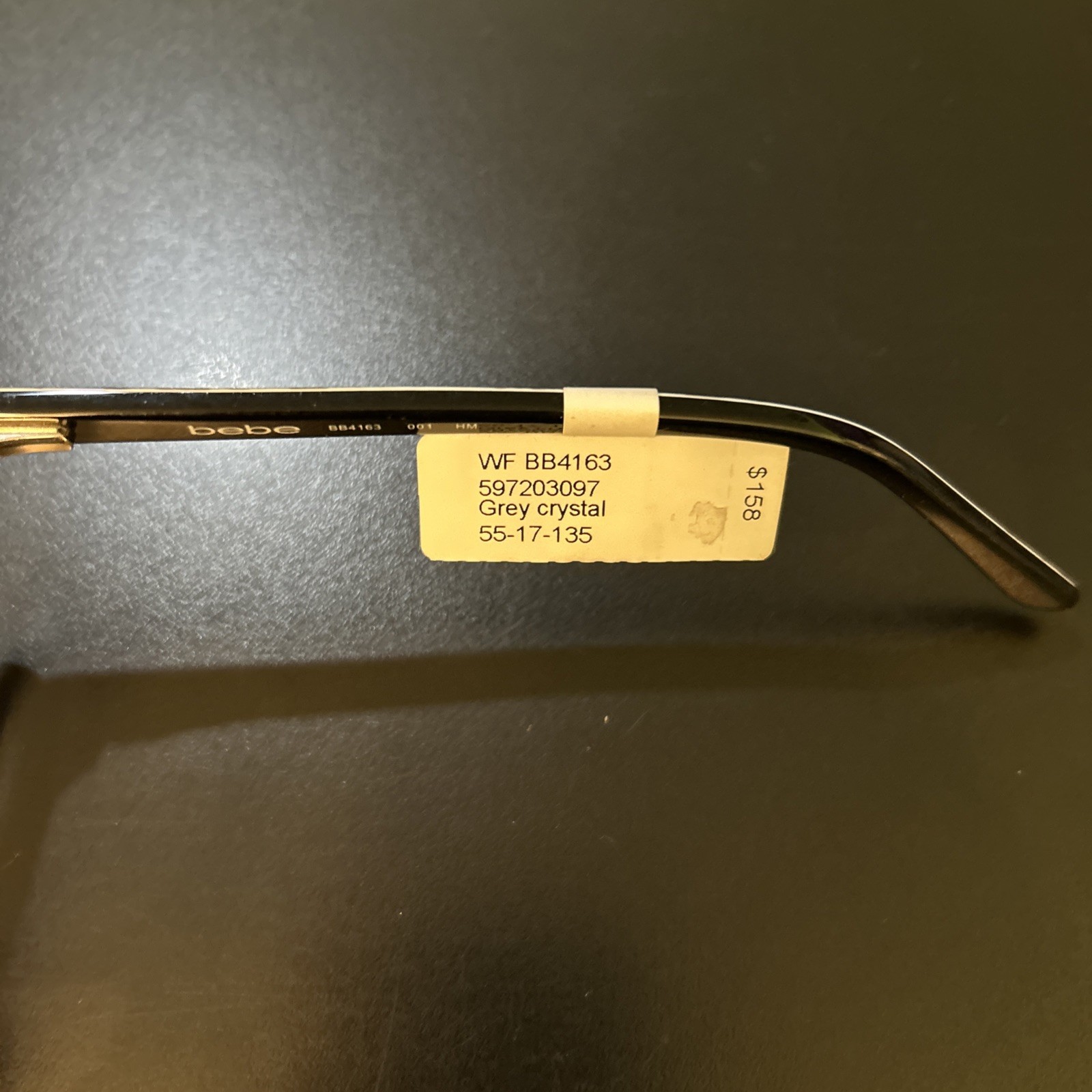 BEBE BB4163 Grey Crystal Eyeglass Frames 55 17 135 NWT $158 MSRP