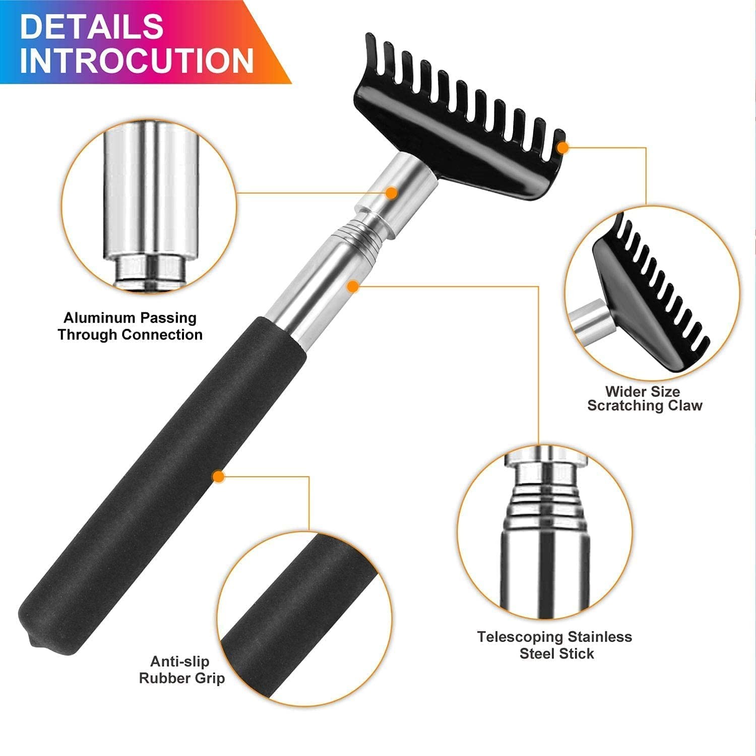 Flanker-L 2 Pack Oversized Portable Extendable Back Scratcher Upgraded Metal