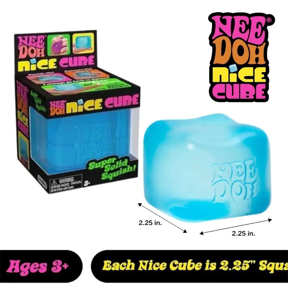 Nee Doh Nice Cube Super Solid Squish Sensory Fidget Toys Blue Pink Purple