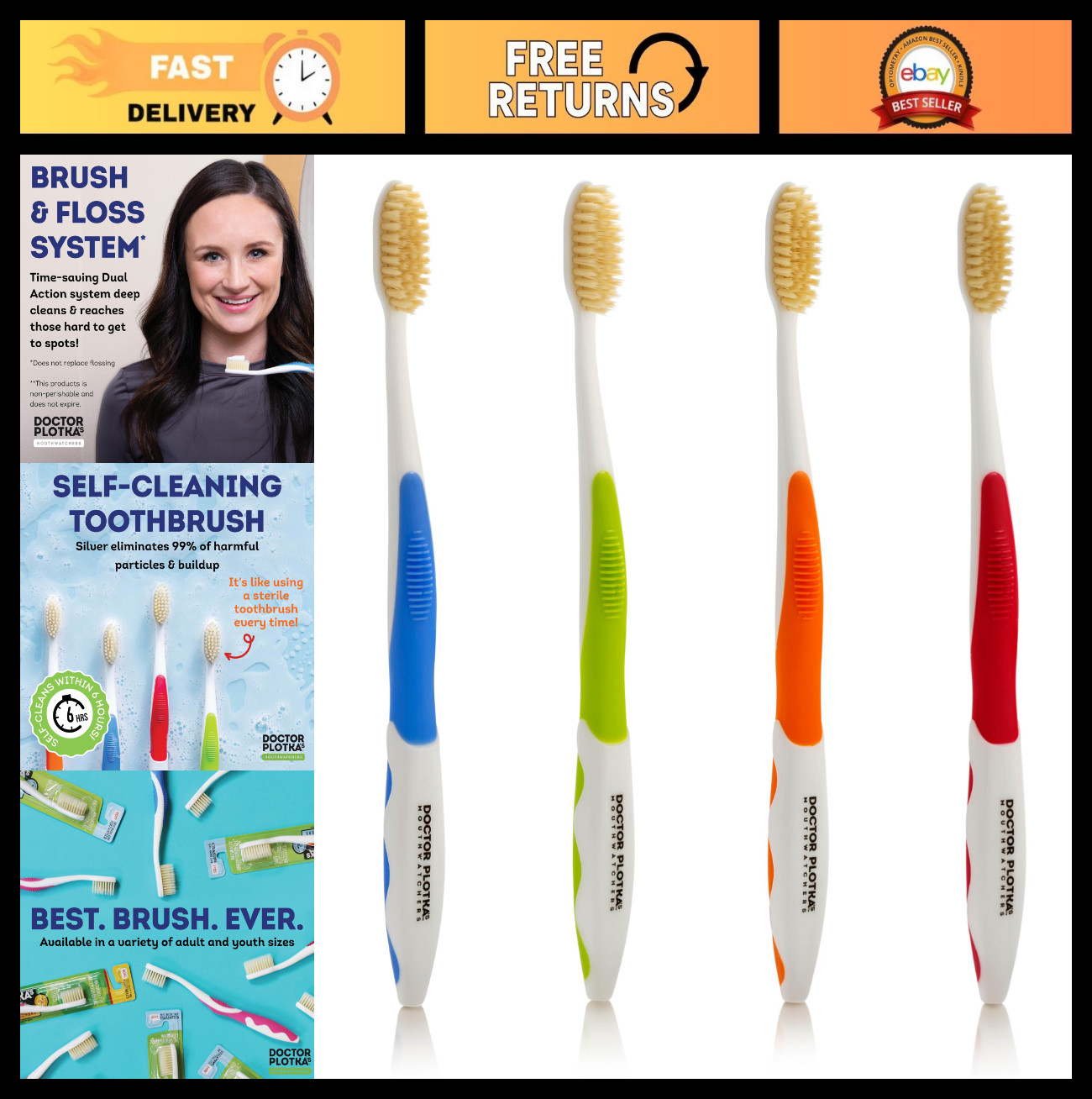 Soft Bristle Flossing Toothbrushes for Adults – Ultra Clean, Sensitive Teeth, 4