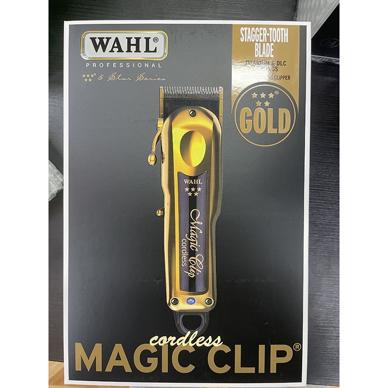 Wahl Professional 5 Star Cordless GOLD MAGIC CLIP Clipper w/ Stand 8148-700