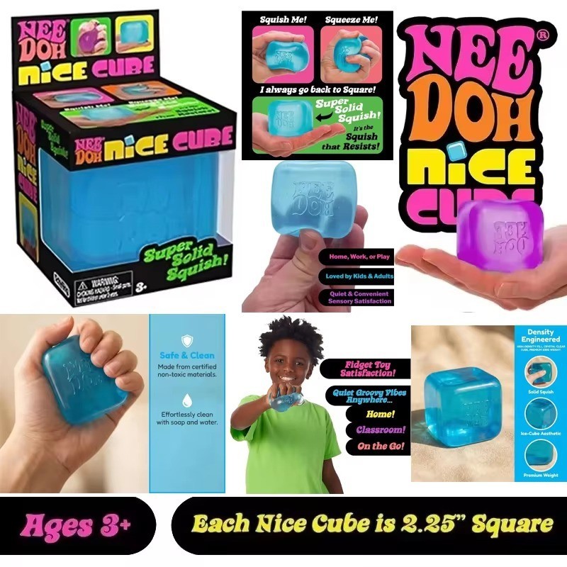 Nee Doh Nice Cube – Authentic – Pick Your Color – Blue Purple Pink – Brand New!