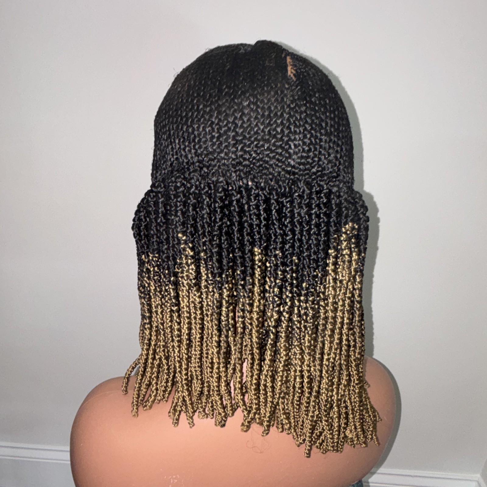 Yettyapink Braided Synthetic Sewn-In Full Cap Wig C-Part Ombré Black/Blonde
