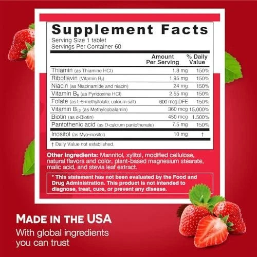 EZ Melts Dissolvable Vitamin B-Complex with Methyl B12 and Methyl Folate, Supply