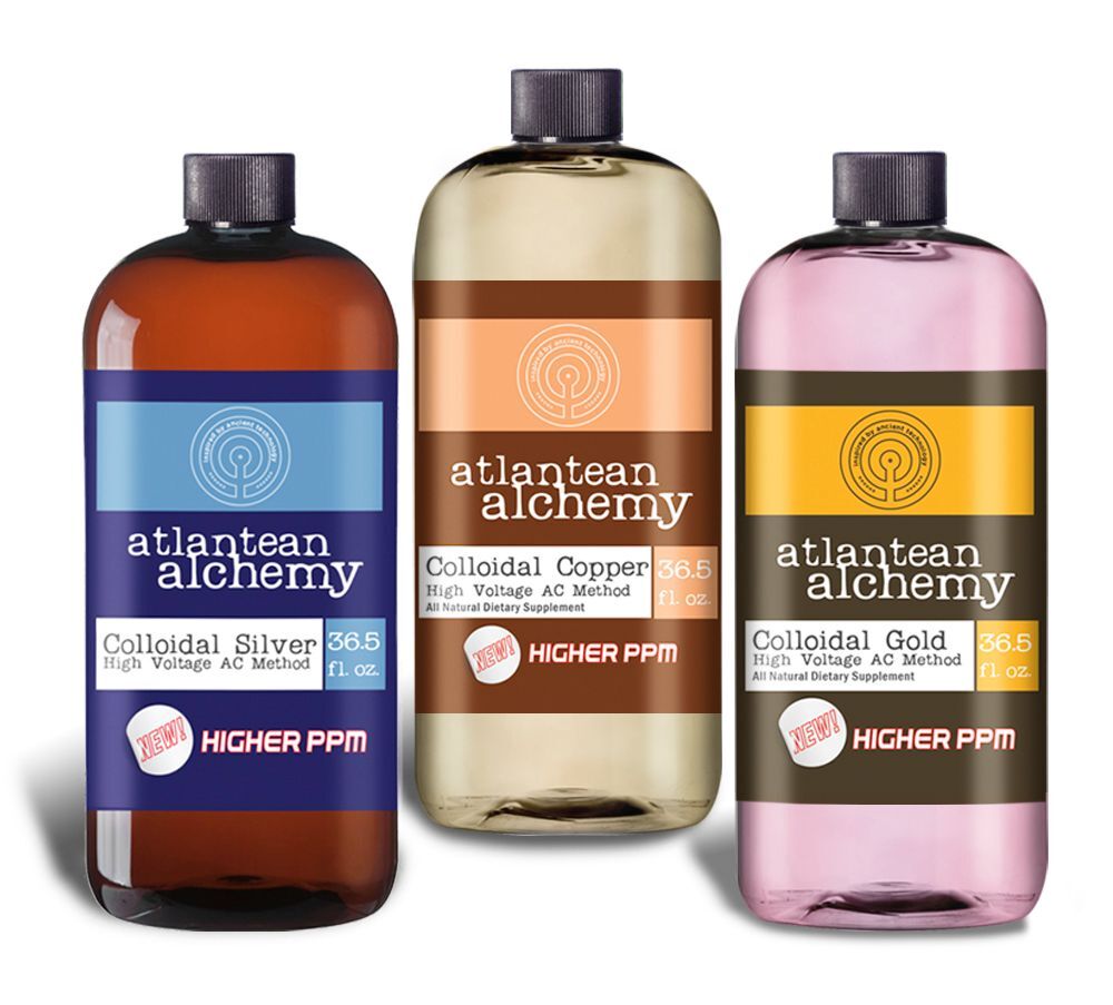 Colloidal Silver, Gold and Copper 60PPM Bundle (Three 36.5oz Bottles)