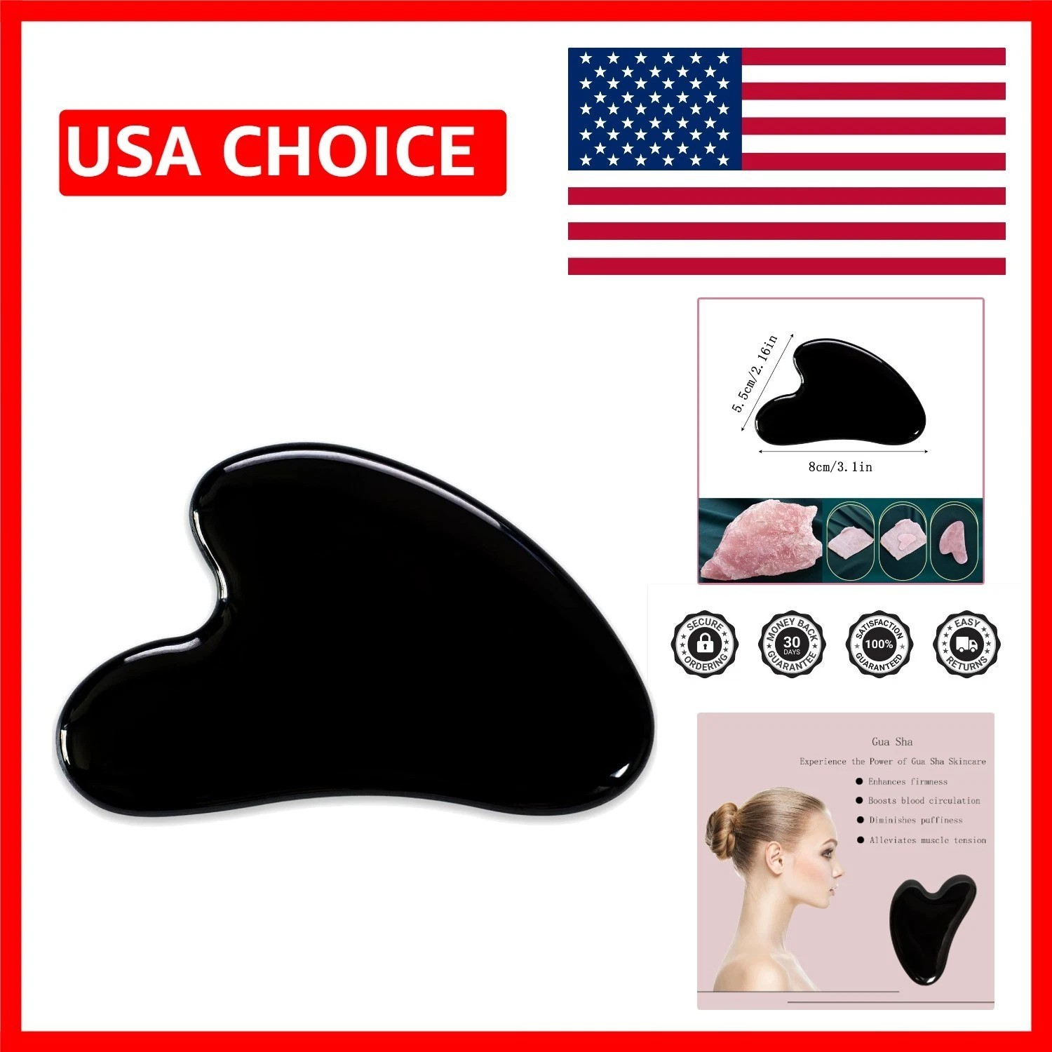 Portable Jade Gua Sha Tool for Facial & Body Massage – Stress Relief & Beauty
