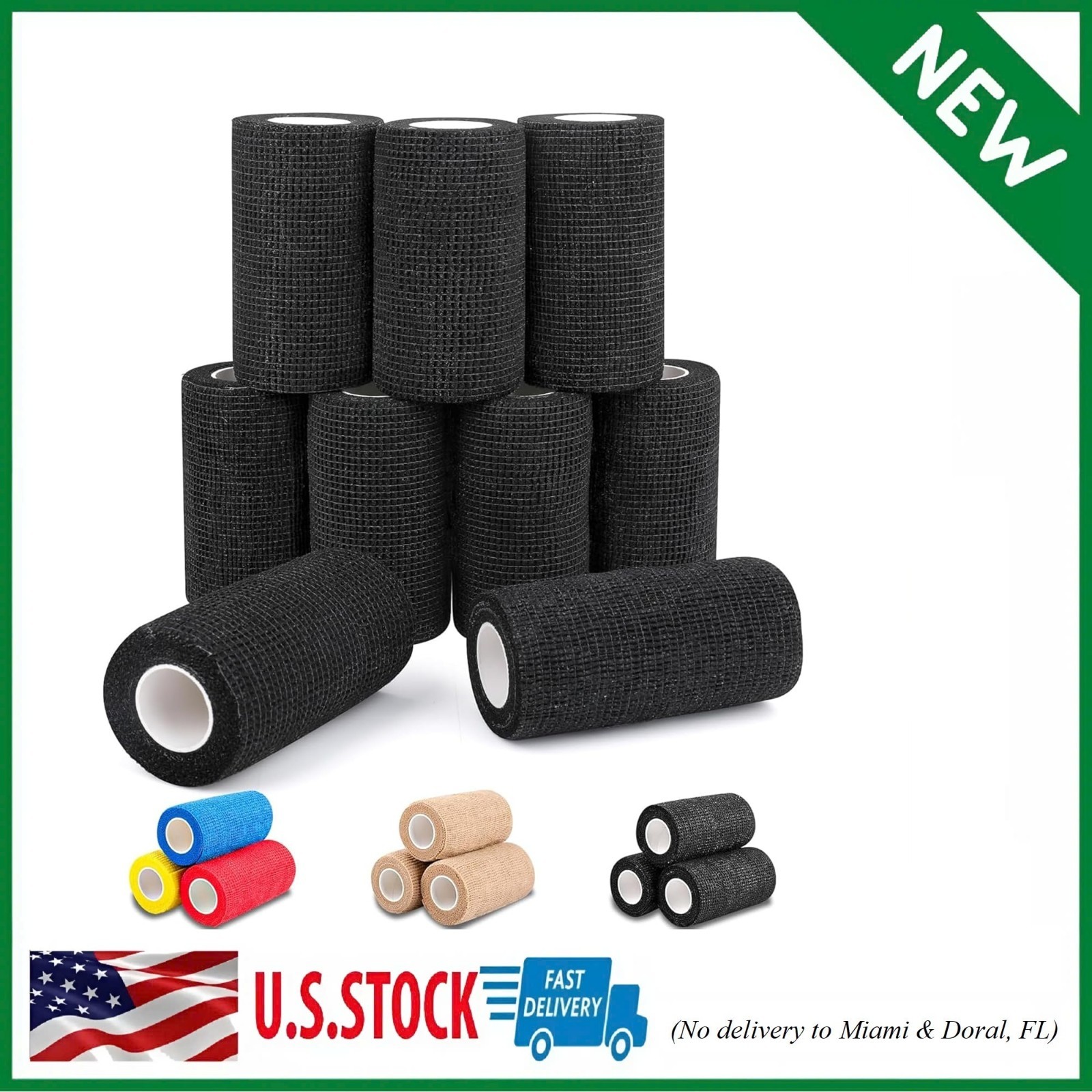 9 Pack Self Adhesive Bandage Wrap, 4″ X 5 Yards Elastic Cohesive Bandage Wrap