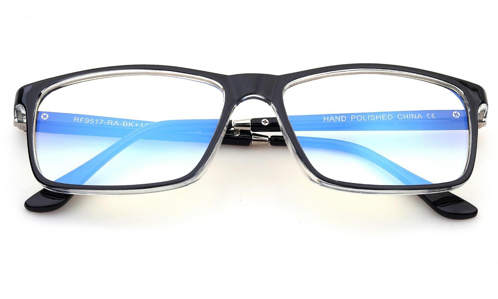 Blue Ray Blocking Reading Glasses for Men Large Rectangular Frame w/ Hard case