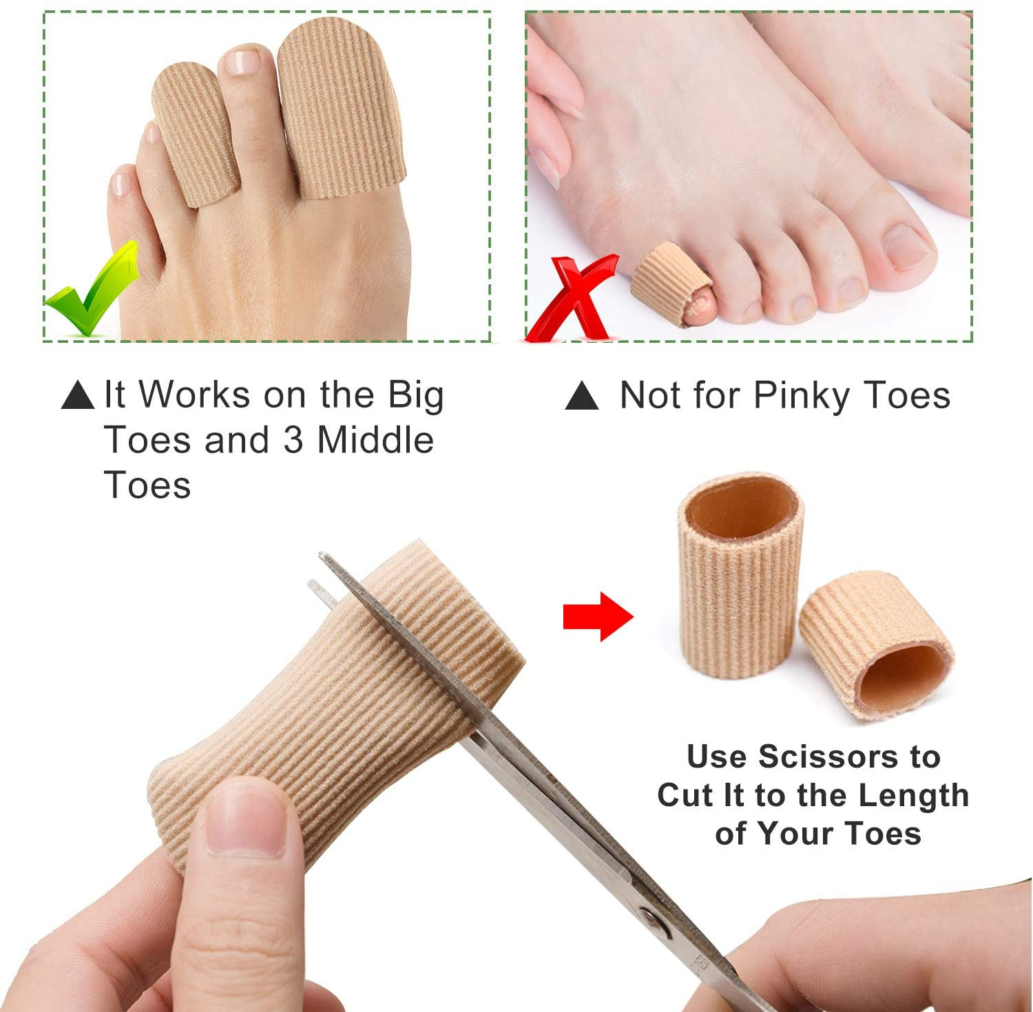 10Pack Toe Caps Closed Toe Surface Fabric Sleeve Protectors with Gel Lining, Pre
