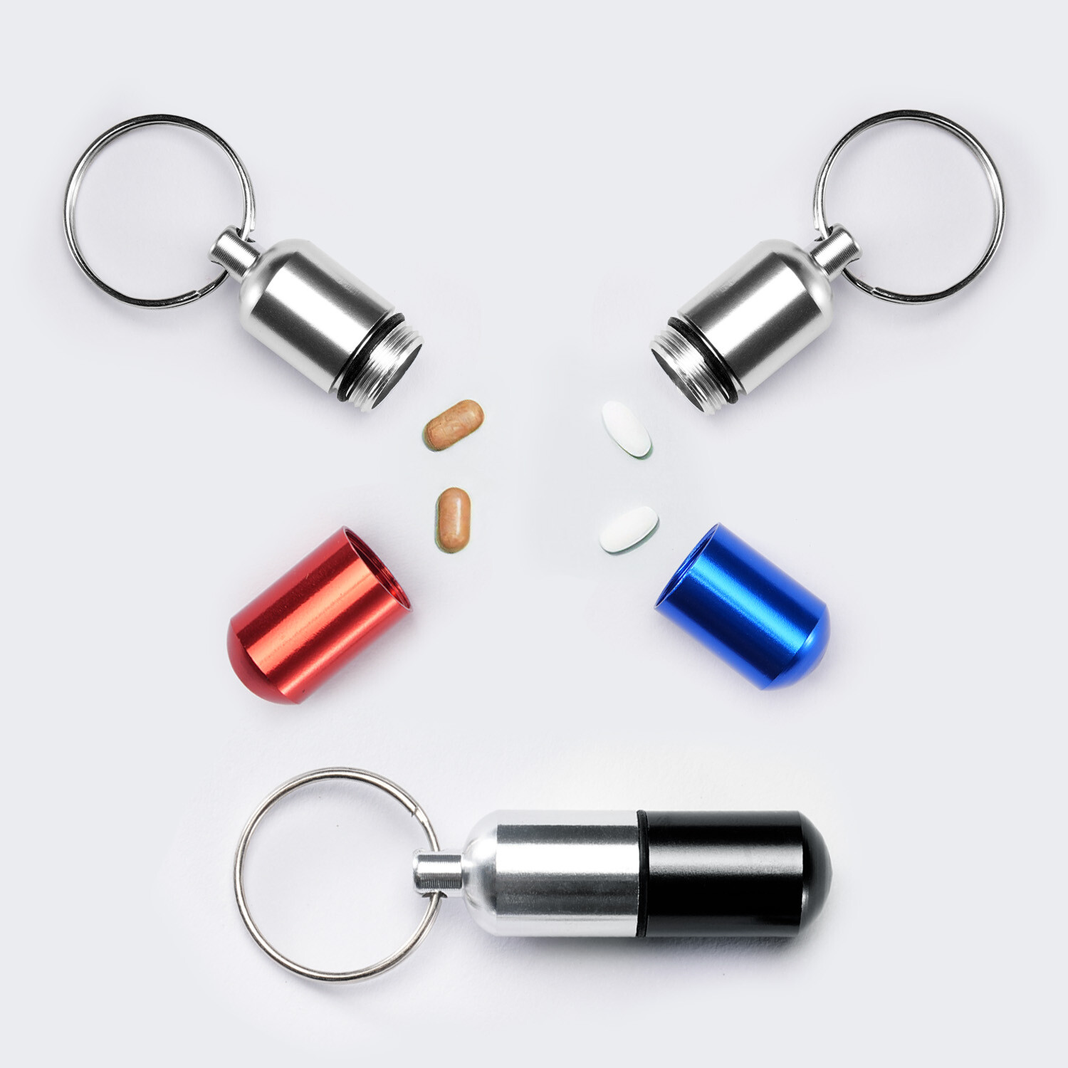 2x FDA Medicine Pill Capsule Bottle Drug Portable Container Holder Case Keychain