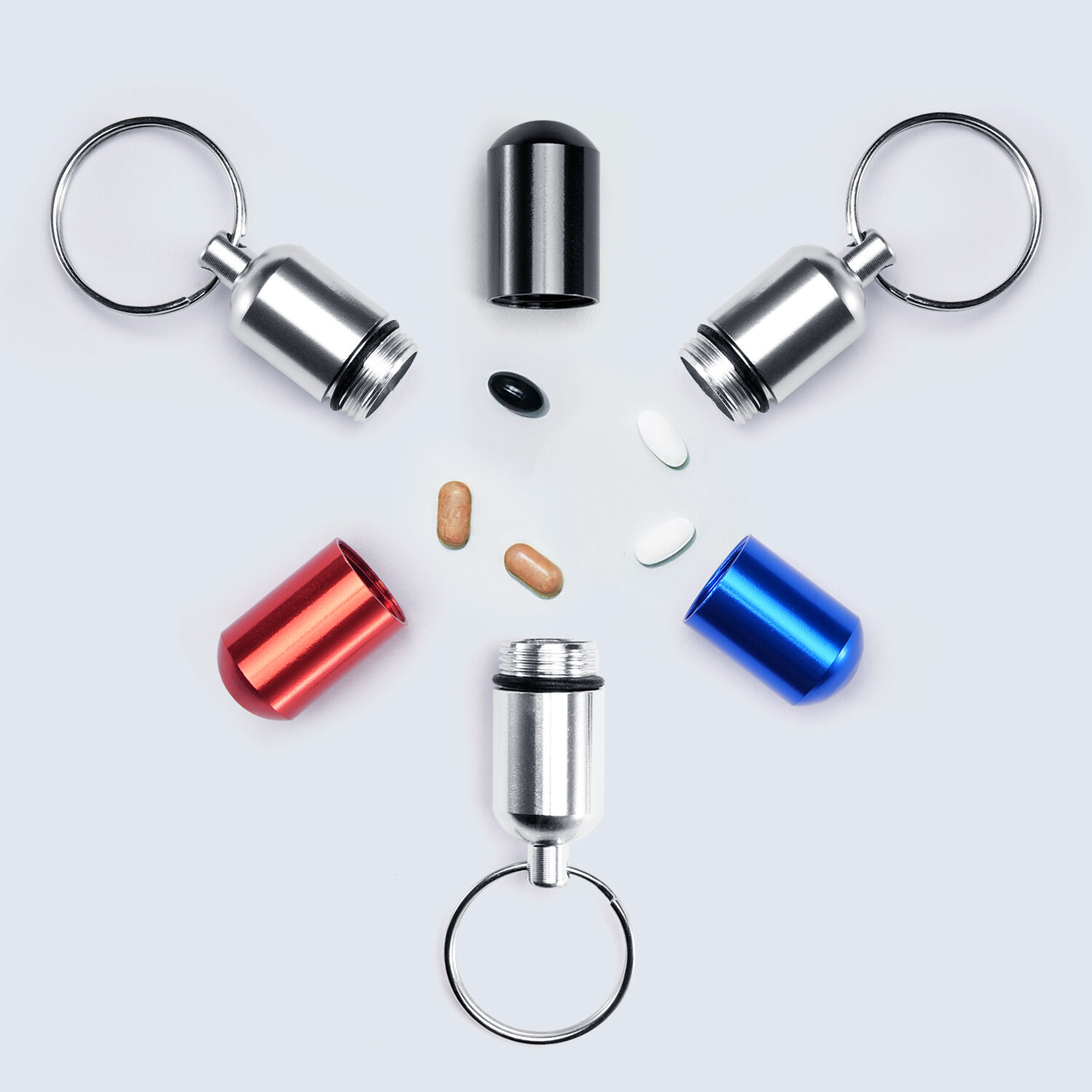 2x FDA Medicine Pill Capsule Bottle Drug Portable Container Holder Case Keychain