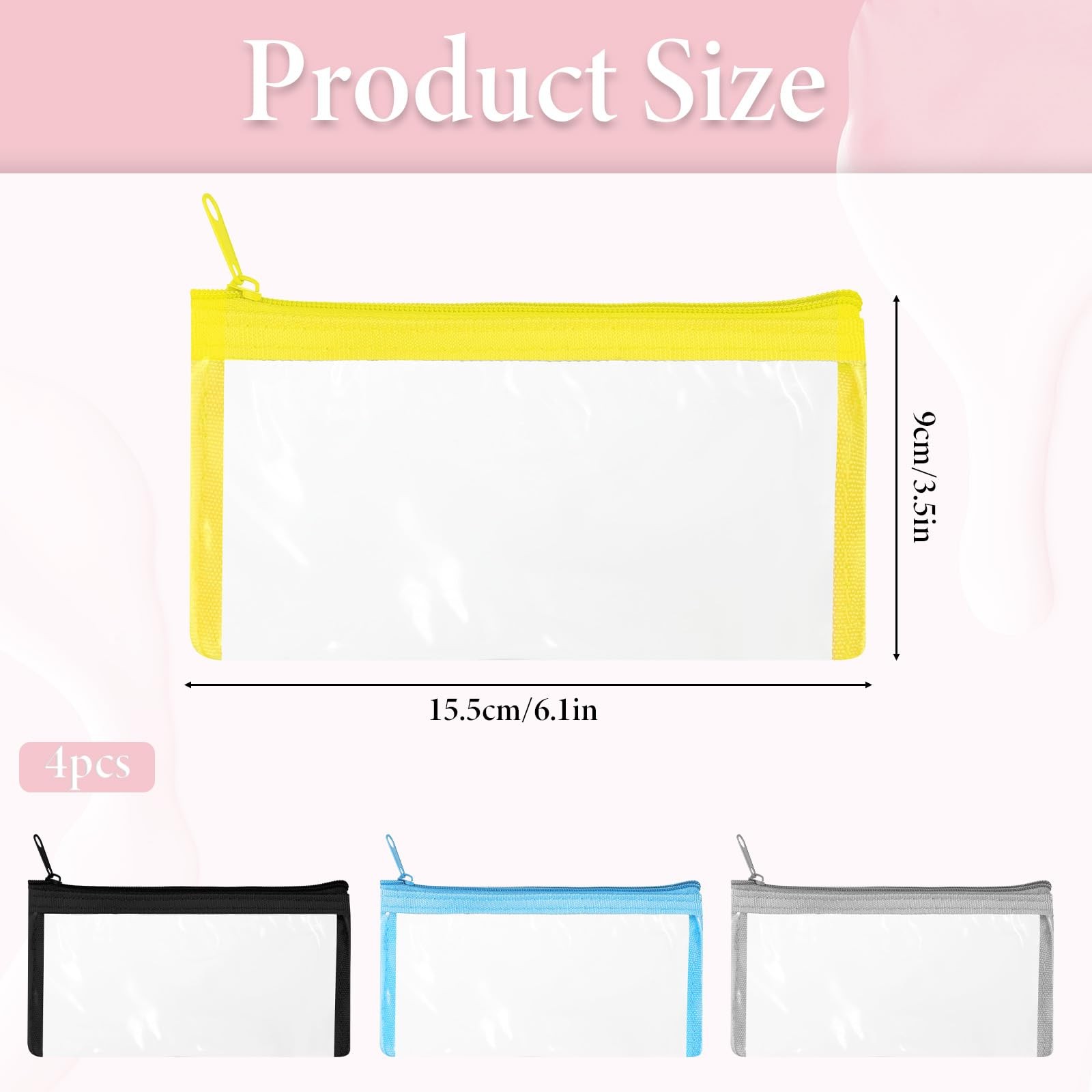 4 Pcs Small Clear Makeup Bags, Mini Nylon Zipper Pouch Multicolor Small Water