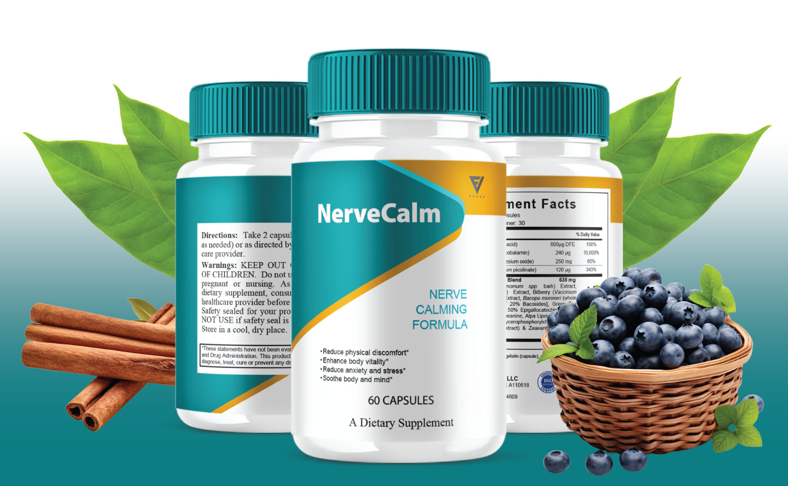 (3 Pack) Nerve Calm Advanced Formula, NerveCalm Max Strength (180 Capsules)