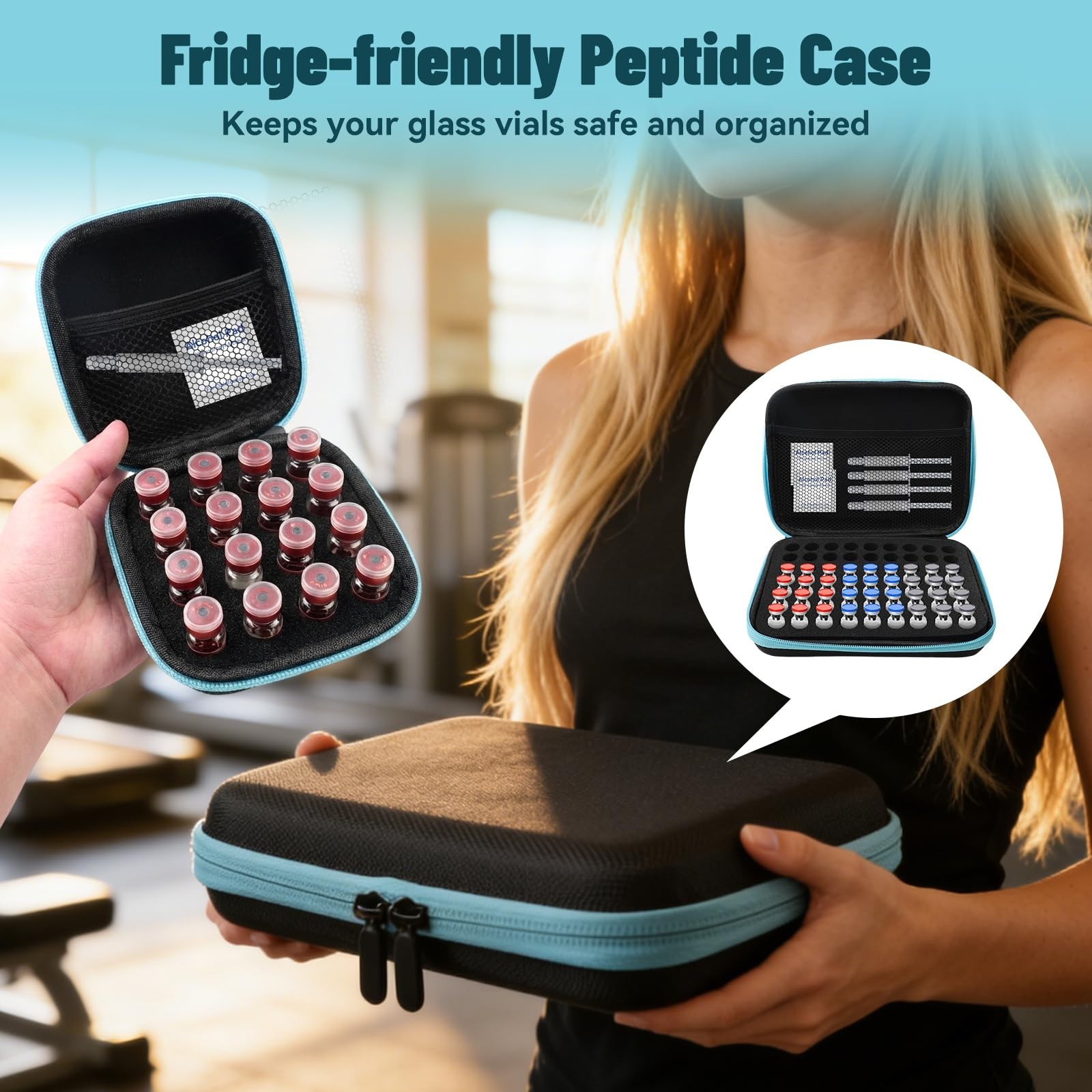 2 Pack Peptide Storage Case Organizer – 63 & 16 Slot for 1ml 2ml 3ml Bottles, Me