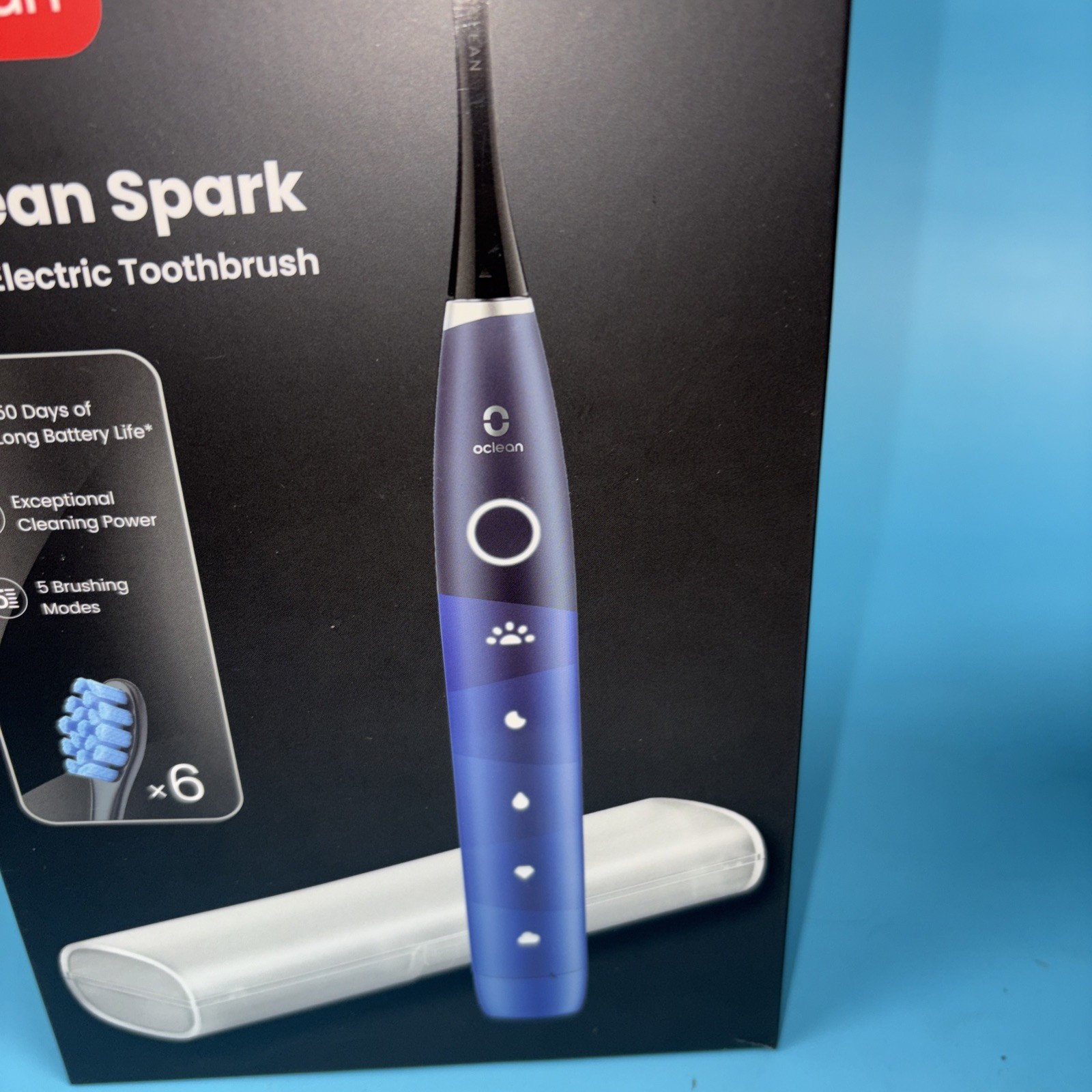 Oclean Spark 5-Modes Electric Toothbrush with 6 Replacement Heads – Blue NEW
