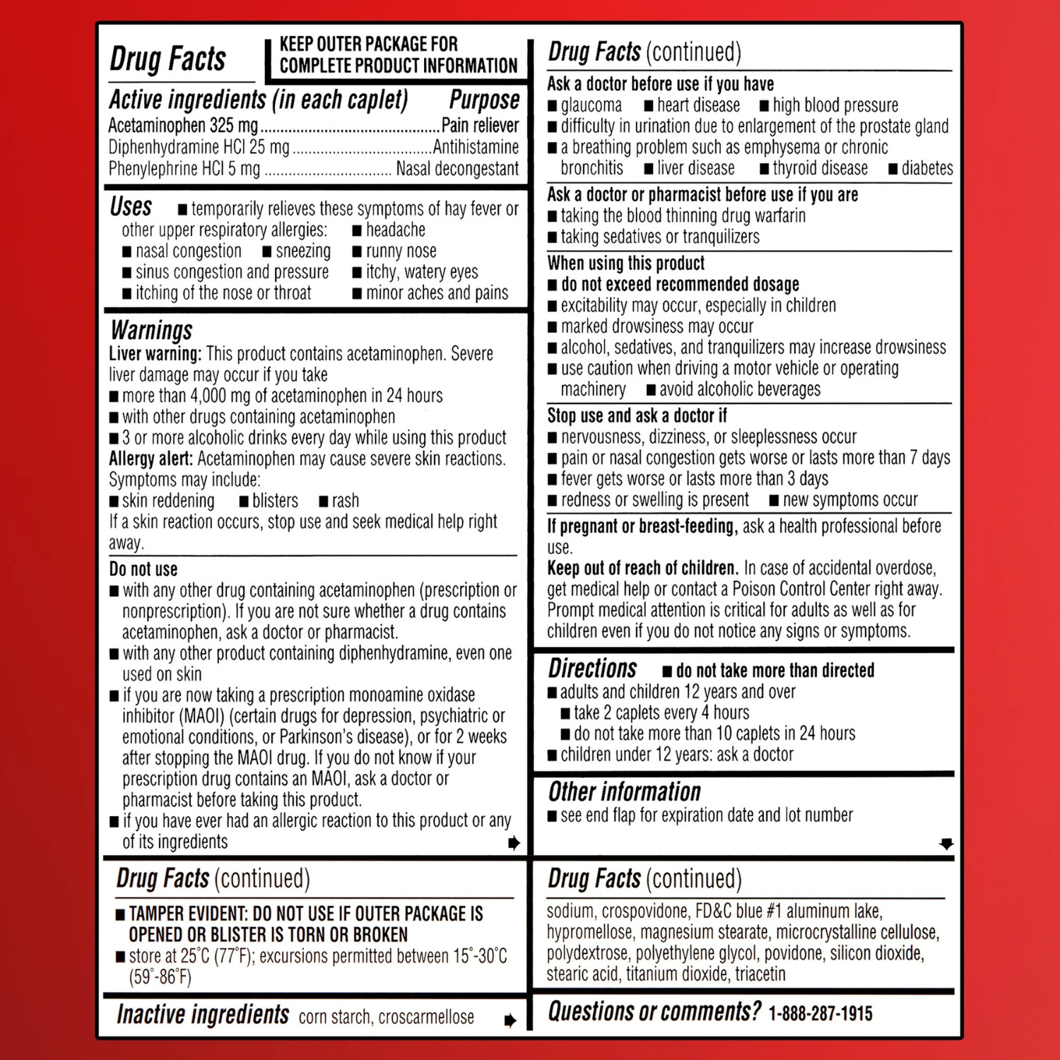 2 Pack Equate Maximum Strength Severe Allergy Plus Sinus Headache Caplets, 20 Ct
