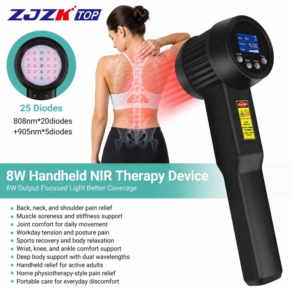 8W Rechargeable Laser Therapy Device 808nm 905nm for Sciatica Back Joint Support