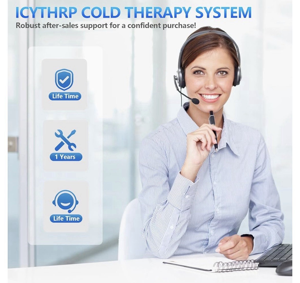 ICYTHRP Cold Therapy System Knee Pad Programmable Timer Leak-Proof FSA HSA