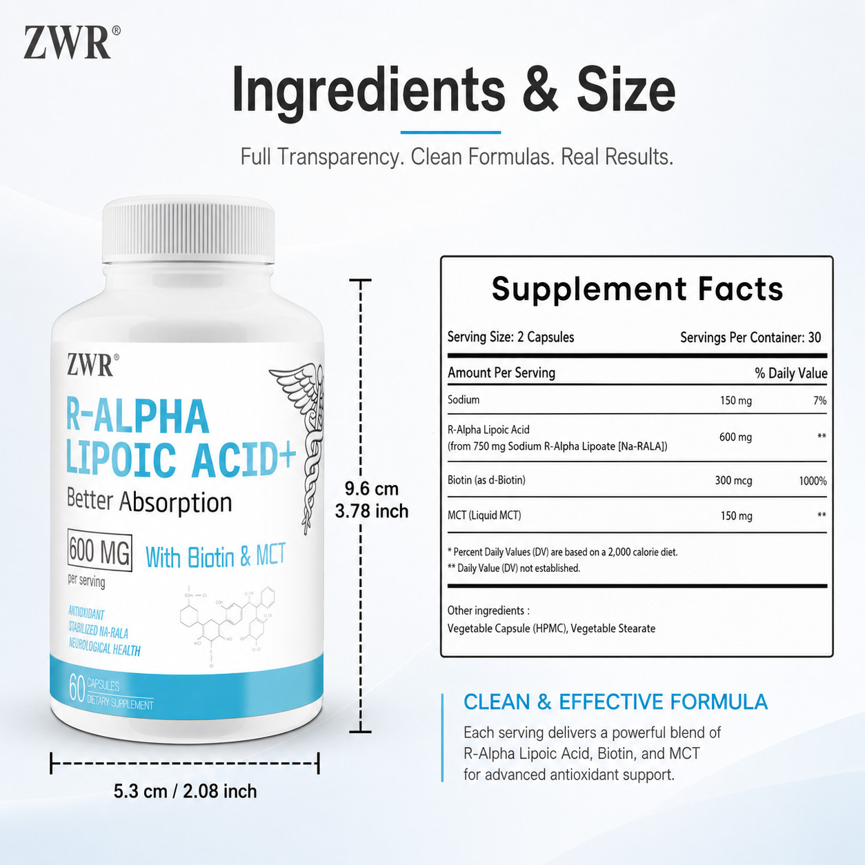 R-Type Alpha Lipoic Acid Capsules – 600 mg with Biotin; Supports Cellular Health