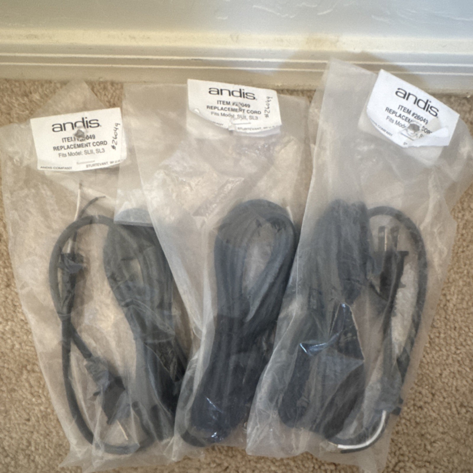Andis Replacement Cord, Black, Corded Electric, Unisex, MPN 26049 set of 3