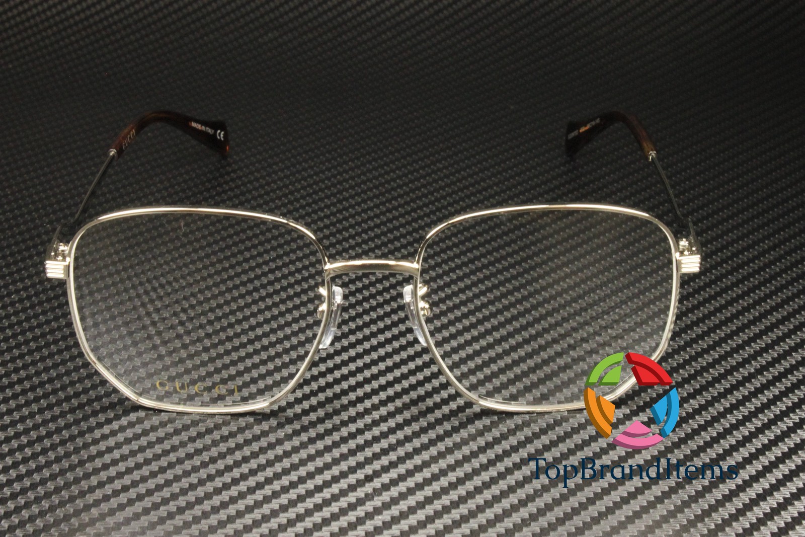 GUCCI GG0973O 002 Rectangular Silver Shiny Demo Lens 56 mm Women’s Eyeglasses