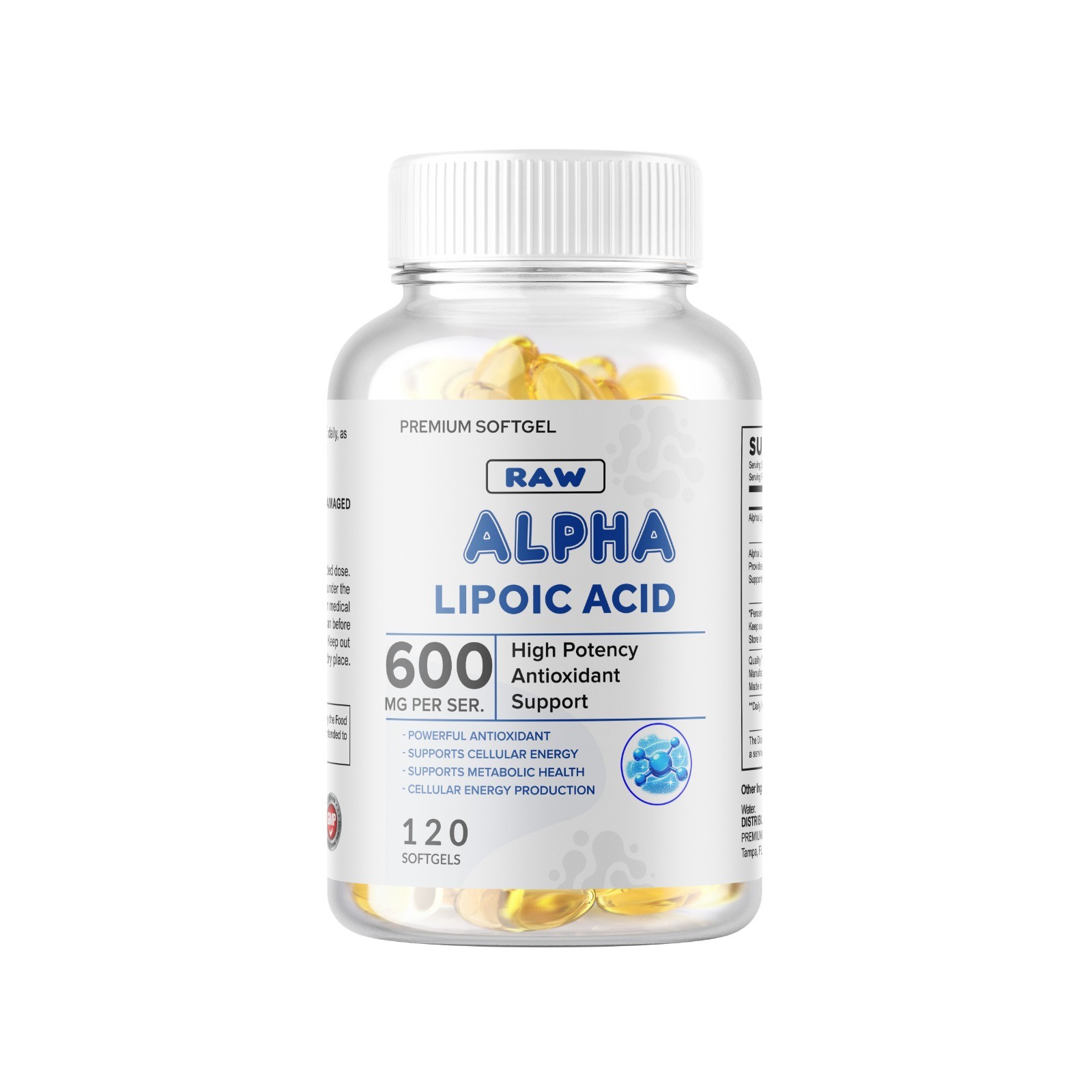 Alpha Lipoic Acid – 600mg Per Serving – 240 Softgels 2 Bottles 120 Each