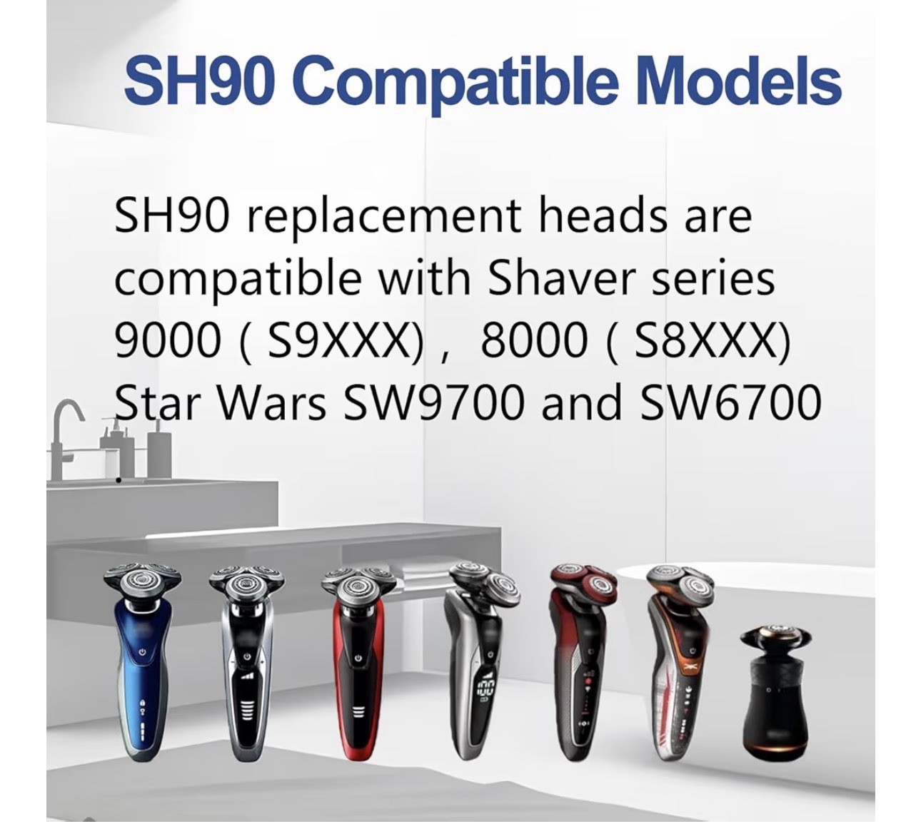 SH90 Replacement Heads Compa.W/Philips Norelco Series 9000 & S8000 RQ10/RQ12