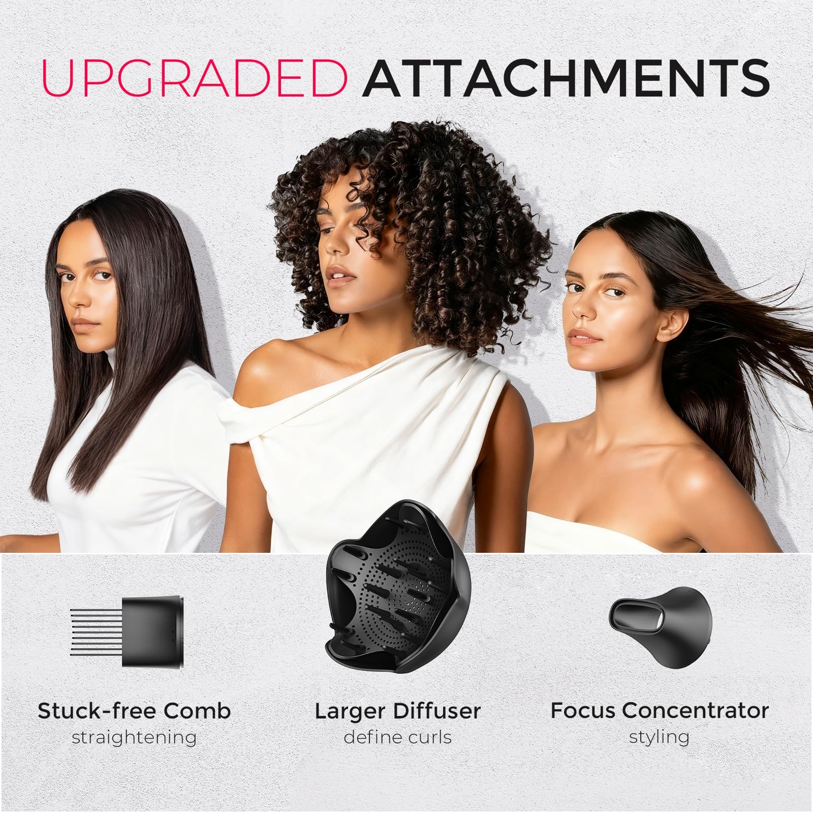 Ionic Hair Dryer with Diffuser & Comb Attachment for Curly Hair, Travel Size