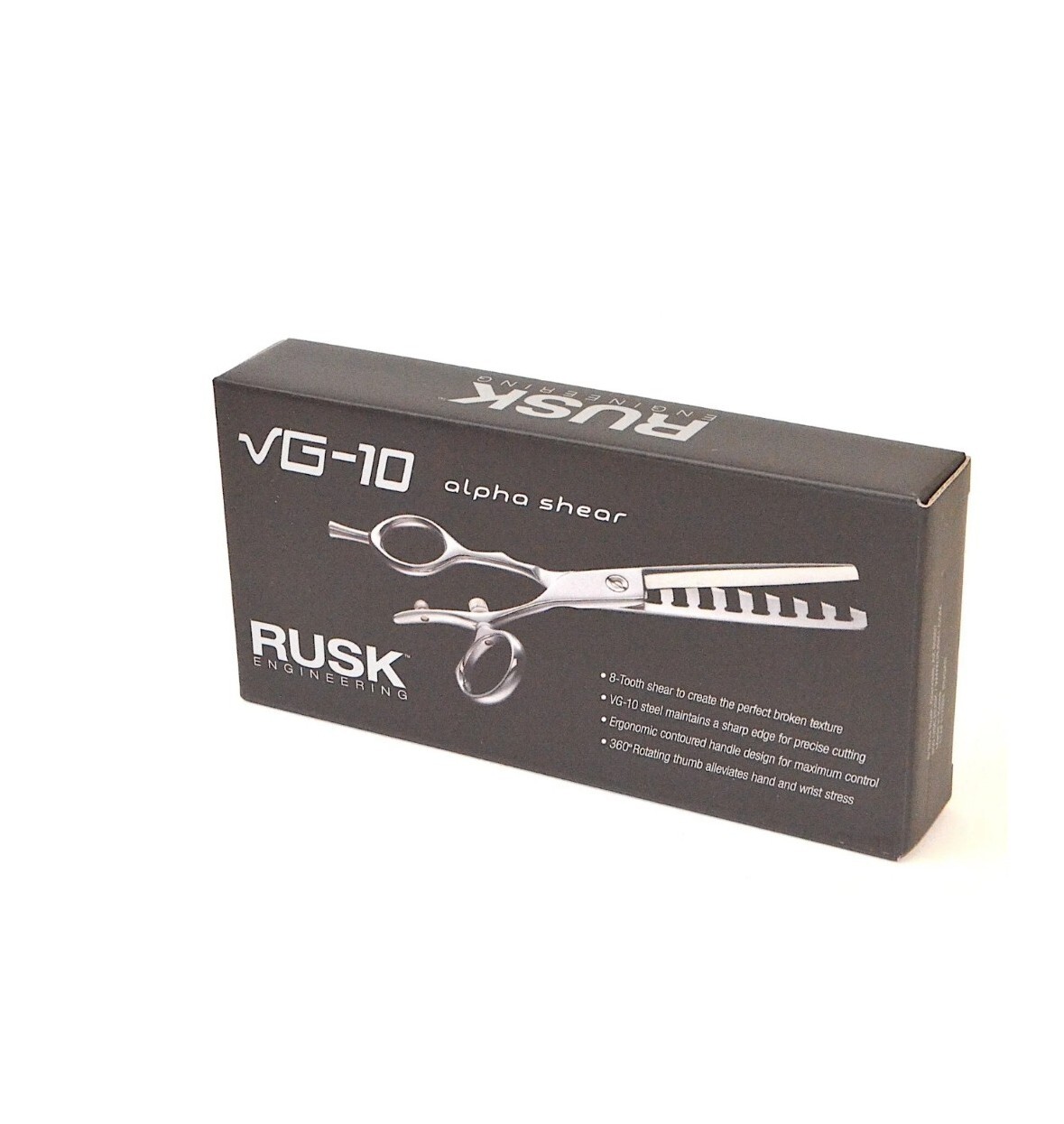 Rusk Engineering VG-10 Alpha Shear, 8 tooth, Rotating Thumb NEW IN BOX