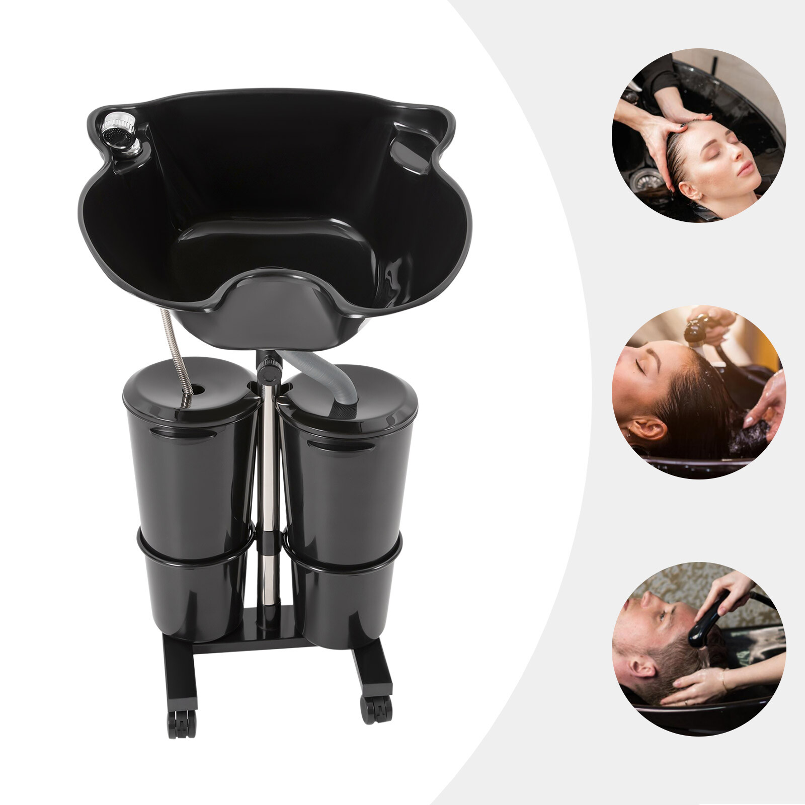 Portable Salon Shampoo Sink Basin Hair Stylist Hairdresser Wash Bowl w/2 Buckets