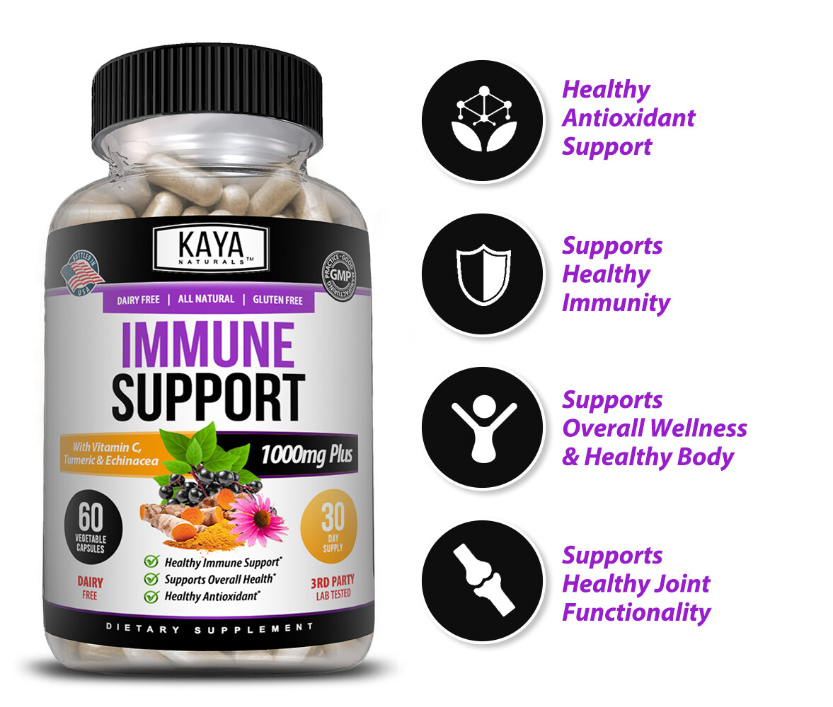 Immune System Booster, Vitamin C, Elderberry, Zinc, Probiotics, Echinacea