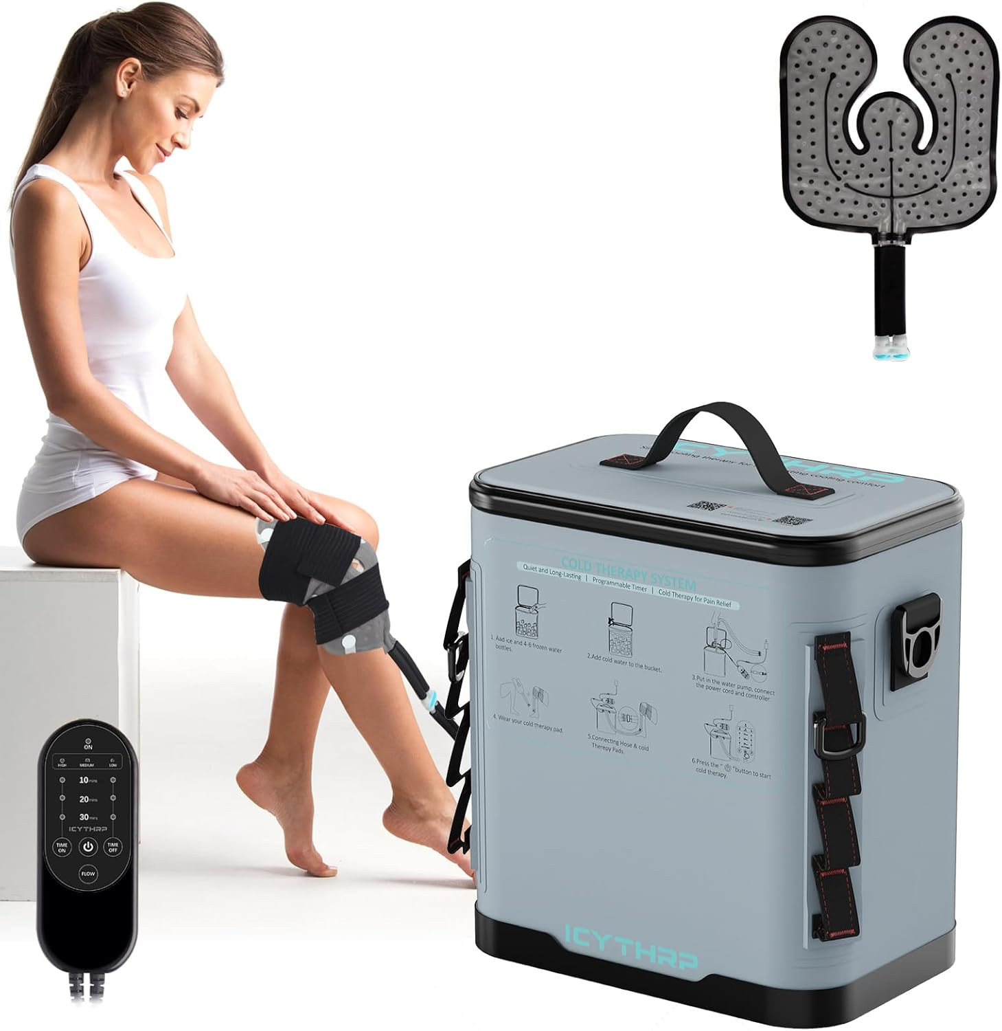 Cold Therapy Machine with Programmable Timer, Portable Ice Machine for Knee afte