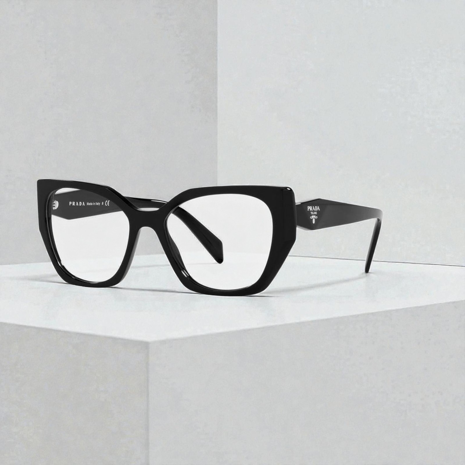Prada PR 18WV 1AB1O1 Black Silver Plastic Fashion Eyeglasses Large 54mm