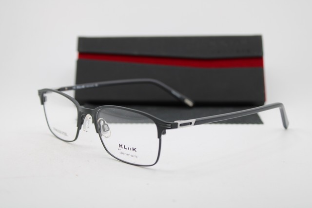 NEW KLIIK DENMARK 757 M103 BLACK SILVER GUNMETAL AUTHENTIC EYEGLASSES 50-16