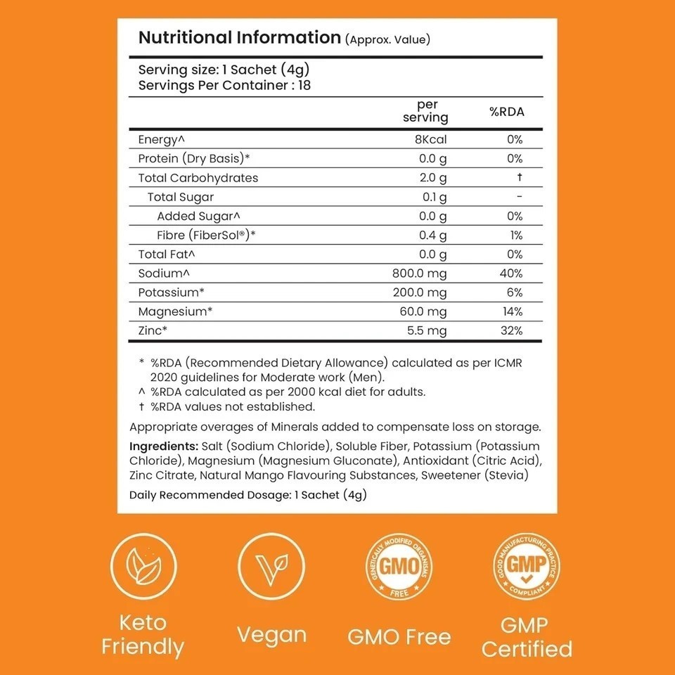 Supply6 Salts | Electrolyte Mix | Zero Added Sugar, (18 Servings, Mango)