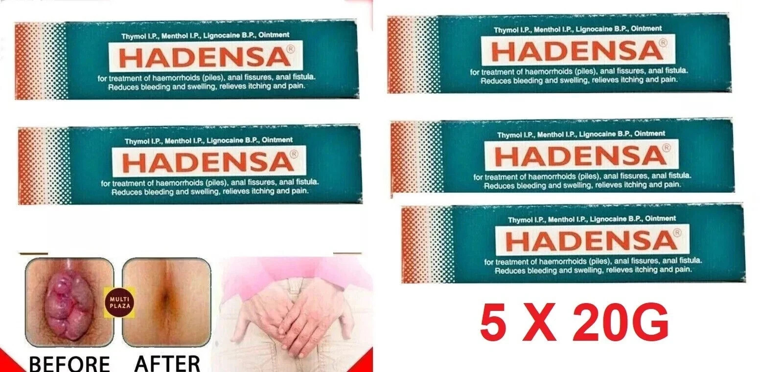 5x Hadensa Herbal Ointment Cream 20g Herbal Ayurvedic Relief for Hemorrhoids