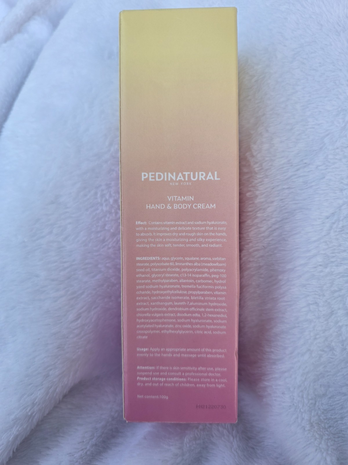 PEDINATURAL Vitamin Moisturizing Hand & Body Cream SPF 50+ 3.39 fl oz