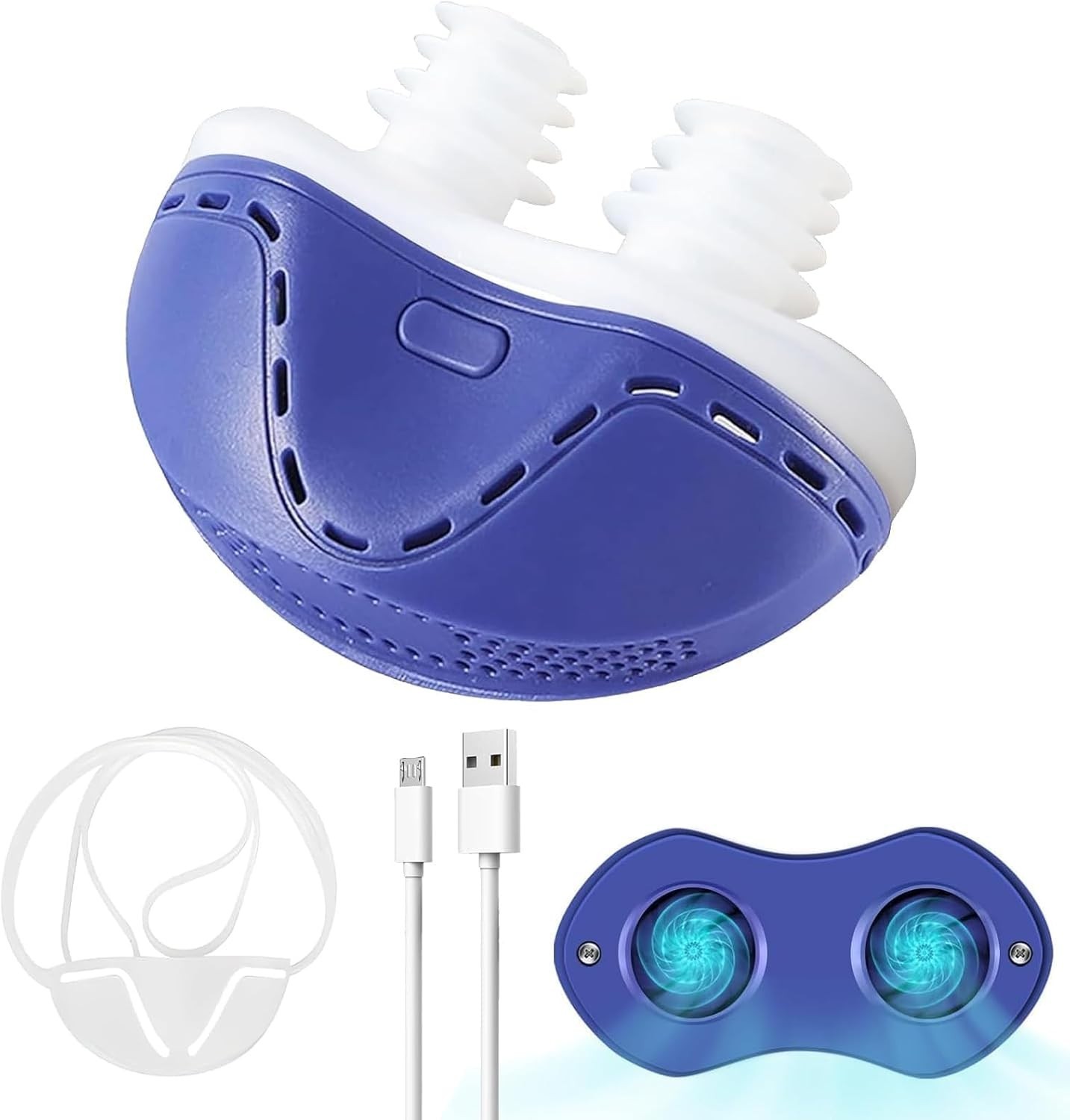 ABS Electric Stop Snoring Device Depth Sleep Anti Snore Silicone Correction Blue