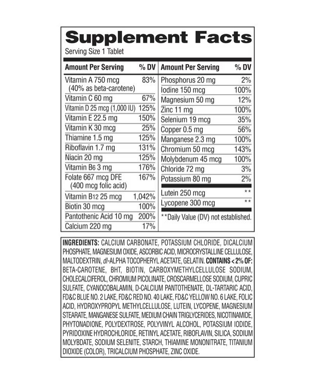Equate Complete Multivitamin/Multimineral Supplement Tablets, Adults 50+, 450 Co