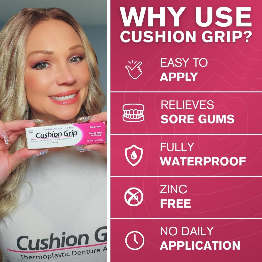 Cushion Grip Soft Pliable Thermoplastic For Refitting Dentures 1 Oz (6-Pack) NEW