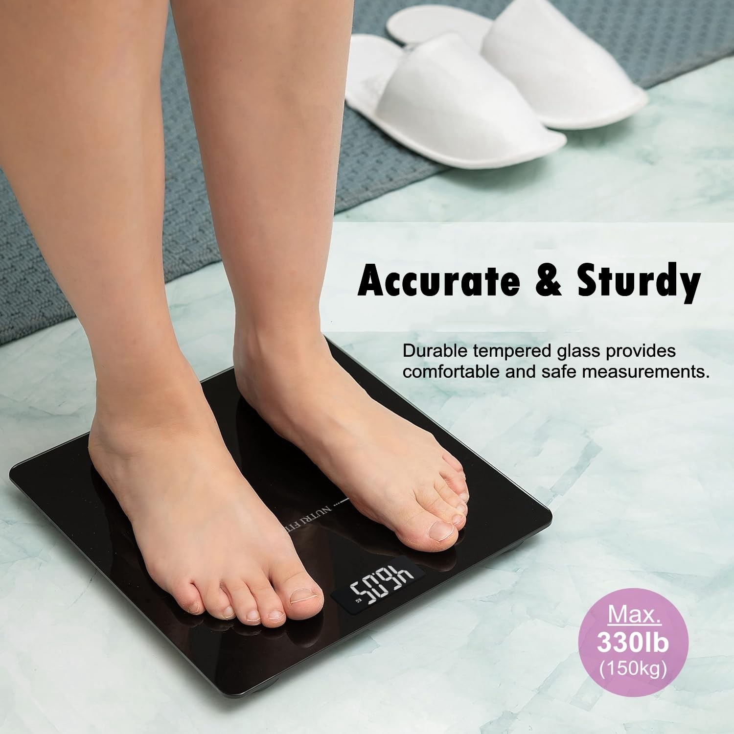Scale for Body Weight, Digital Bathroom Scale with Backlit LED Display, Highly A