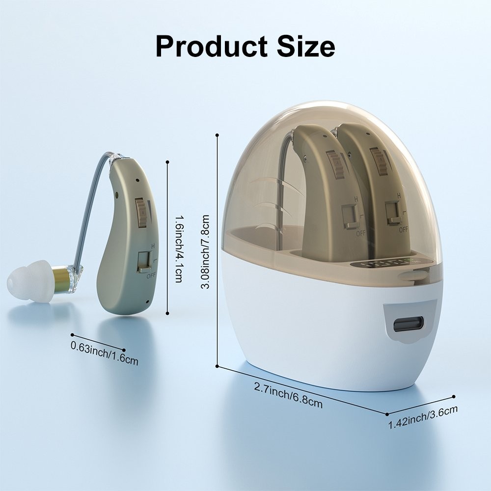 Behind-The-Ear Severe Hearing Loss Hearing Aid Noise Reduction w/ Charging Case