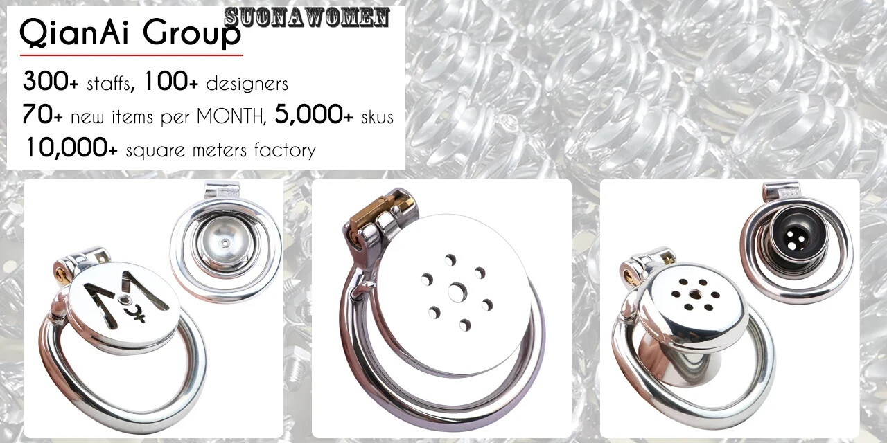 Chastity Cage with Metal Combination Plastic Cage with Self-Adjusting Snap Rings