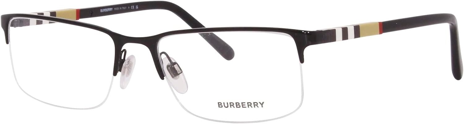 Burberry BE1282 1001 Rectangle Eyeglasses 55mm Black / Clear Demo Lens