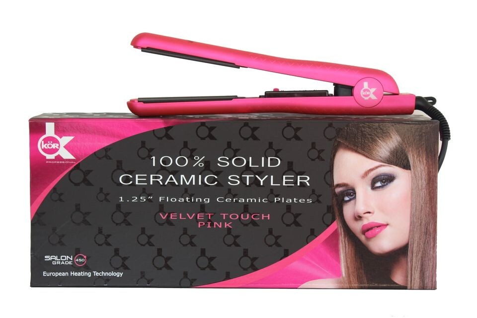 KOR Hair Straightener 100% Ceramic Pink & Purple Hair Iron 3 Years Warranty